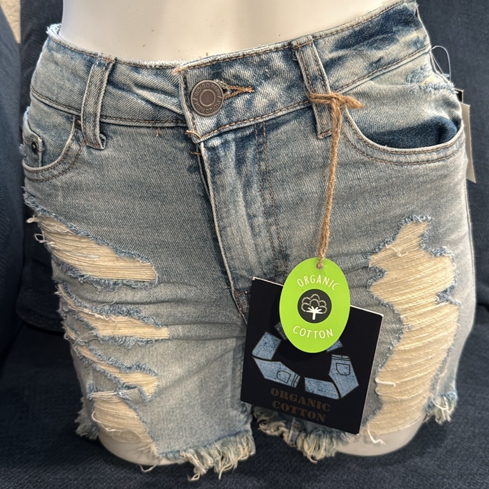 Indigo rein organic cotton hi-rise shorts